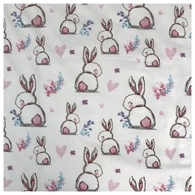 Biała/różowa bawełniana pościel dziecięca do łóżeczka 100x135 cm Bunny "Sweet" – Jerry Fabrics