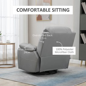 HOMCOM Fotel relaksacyjny obrotowy z funkcją kołysania i odchylania z podnóżkiem szary | Aosom PL