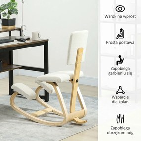 HOMCOM Ergonomiczne krzesło klęczące, krzesło zdrowotne do domu, biura, medytacji kremowy | Aosom PL