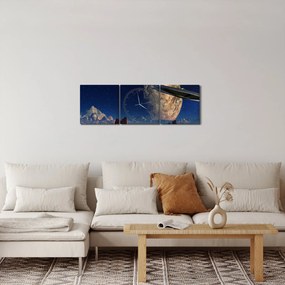 Obraz - Przybycie kosmitów (z zegarem) (90x30 cm)