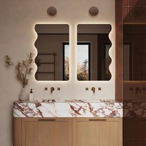 Lustro dekoracyjne oszlifowane z podświetleniem WAVE LED | Różne rozmiary | Różne kolory : Kolor tafli szkła - Grafit, Rozmiar - 40 x 80 cm