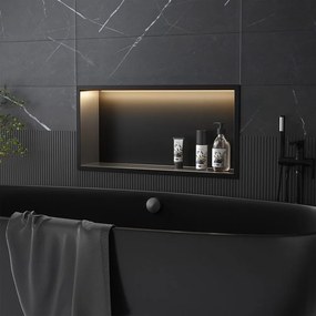 PÓŁKA WNĘKOWA ŁAZIENKOWA LED 30x60 czarna