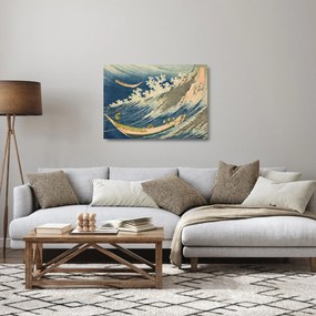 Obraz na szkle - Katsushika Hokusai, Fishing Boats at Choshi in Shimosa (Soshu Choshi) , reprodukcje (70x50 cm)