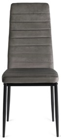 Zestaw Stół Rozkładany SKUBI 120-160 cm Dąb Craft/Czarny i 6 Krzeseł NARIS Szare Welurowe