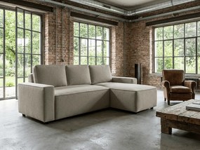 Rozkładana dwustronna sofa narożna SMART BOUCLE 232x143 cm, szaro-beżowa