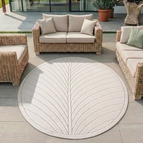 Dywan uniwersalny Nova 3D Liść kremowy koło 80 cm x 80 cm