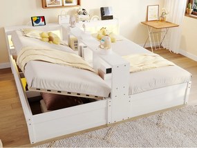Sofa rozkładana z pojemnikiem 90x200 lub 180x200 cm - z gniazdkiem elektrycznym - przegrody do przechowywania - z oświetleniem LED - biały