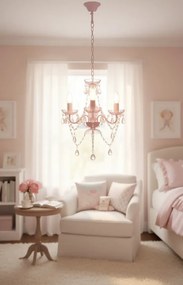 Różowy żyrandol kryształowy w kształcie świecznika - EX95 L4-T50