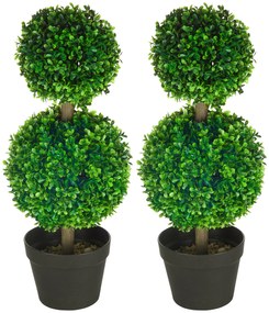 HOMCOM Sztuczna bukszpanowa roślina w zestawie 2 sztuk