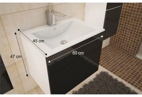 PROMOCJA Biała szafka pod umywalkę MASON BL13, czarny wysoki połysk HG II. jakość