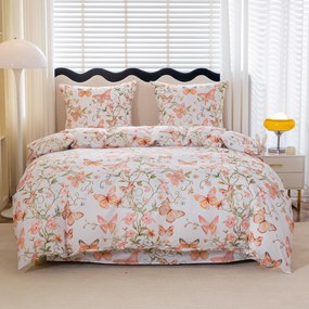 PrzytulneMieszkanie.pl PrzytulneMieszkanie.pl Pościel z mikrofibry ORANGE BUTTERFLY białe Rozmiar pościeli: 2 szt 70 x 80 cm | 160 x 200 cm