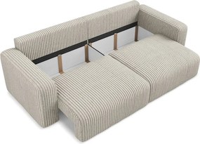 Beżowa sztruksowa rozkładana/ze schowkiem sofa 252 cm Kona – Makamii