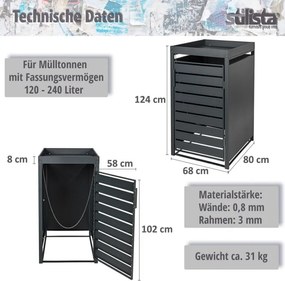 STILISTA skrzyń na 1 pojemnik, 68 x 124 x 80 cm, antracyt