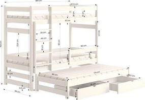 Łóżko dziecięce Alis 80x180 piętrowe wysuwane - czarny