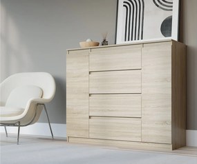 Komoda: Dąb Sonoma, 120 x 39 x 101 cm, 2 drzwi, 4 szuflady