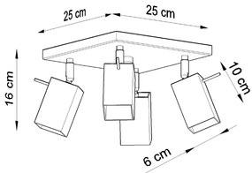 Czarna lampa punktowa 25x25 cm Toscana – Nice Lamps
