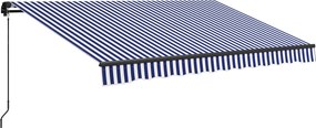 Outsunny Markiza przeciwsłoneczna Markiza tarasowa, w zestawie korba, odporna na warunki atmosferyczne, 350 cm x 290 cm, Niebieski + Biały