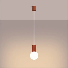 Pomarańczowa lampa wisząca ze szklanym kloszem ø 12 cm Orbital – Sollux