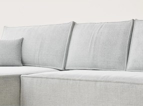 Jasnoszary rozkładany/ze schowkiem narożnik z tkaniny szenilowej (lewostronny/z szezlongiem) Maze – Maison de Rêve