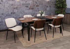 Krzesło do jadalni MCW-O44 (zestaw 6 sztuk),  orzechowy wygląd, biały