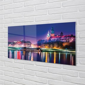 Panel Szklany Nocna Panorama Krakowa nad Wisłą