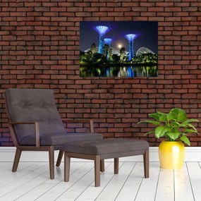 Obraz przedstawiający pełnię księżyca w ogrodach Singapuru (70x50 cm)