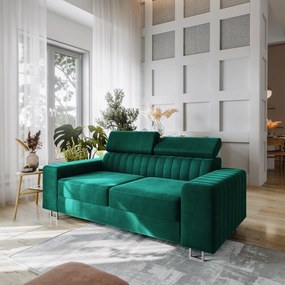 Masseno Sofa SOLAN z funkcją spania - Butelkowa zieleń - MONOLITH 37