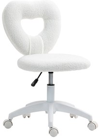 HOMCOM Fotel Biurowy, Sercowate Oparcie, Obity, Biały