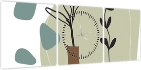 Obraz - Kwiaty w wazonie N⁰2 (z zegarem) (90x30 cm)