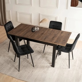 Loftowy stół rozkładany Skubi 120-160 cm, orzech/czarny