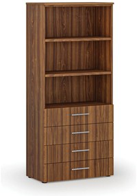 Szafa biurowa z szufladami PRIMO WOOD, 800 x 420 x 1781 mm, orzech