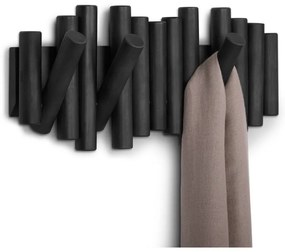 Czarny wieszak ścienny z drewna sosnowego Picket – Umbra