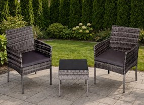 Mały zestaw mebli balkonowych dla 2 osób Riviera 844, technorattan szary