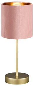 Metalowa lampa stołowa w różowo-złotym kolorze z tekstylnym kloszem (wysokość 34 cm) Aura – Fischer &amp; Honsel