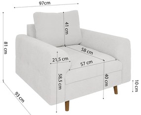 Biały fotel z materiału bouclé Ariella – Ropez