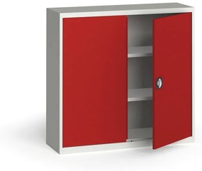 Szafa metalowa, 1150 x 1200 x 400 mm, 2 półki, szara/czerwona