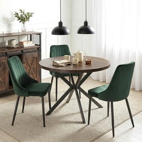 Stół Okrągły Rozkładany DORIAN 80-160 cm Orzech/Czarny Nowoczesny Loft