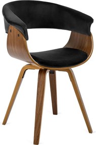 Krzesło Tapicerowane z Drewna Giętego Do Jadalni OHIO 2 Czarne Welurowe Nowoczesne Loft