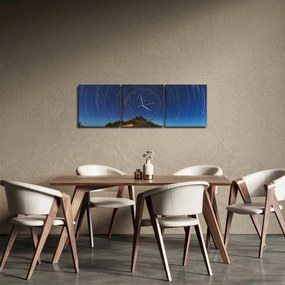 Obraz obracających się gwiazd (z zegarem) (90x30 cm)