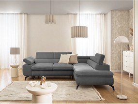 Szary narożnik z tkaniny szenilowej (prawostronny/w kształcie litery L) Marbeya – Ropez