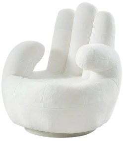 Fotel obrotowy w kształcie dłoni CATCHY ze sztucznego futerka - Biały