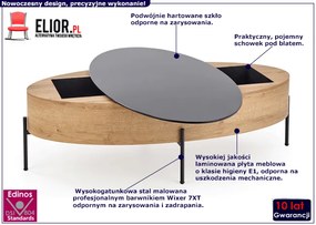 Industrialna ława szklana ze schowkiem P0-G07