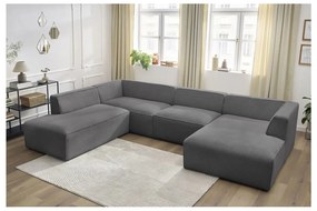 Ciemnoszary sztruksowy narożnik modułowy (lewostronny/w kształcie litery U) Megeve – Bobochic Paris