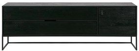Czarna szafka pod TV z litego drewna jesionowego 180x61x44 cm Silas – WOOOD