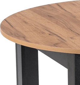 Stół Okrągły Rozkładany JAMES 103-223 cm Dąb Craft/Czarny Loft