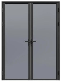 Drzwi kompletne 2-skrzydłowe dwustronne z aluminium i dymionego szkła hartowanego - 2 x wys. 204 x szer. 73 cm - Czarny - LOXTON