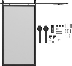 HOMCOM Zestaw do drzwi przesuwnych, cichy i płynny, do ścian drewnianych i betonowych, 244 cm, Stal, Czarny