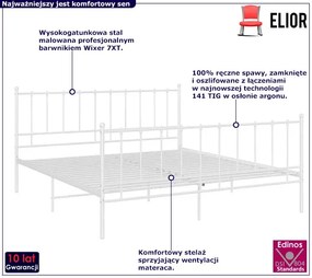 Białe metalowe łóżko z zagłówkiem 140x200 cm Ampi