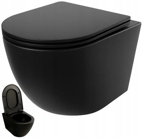 Miska wc czarna rimless deska wolnoopadająca duroplast wirowe spłukiwanie