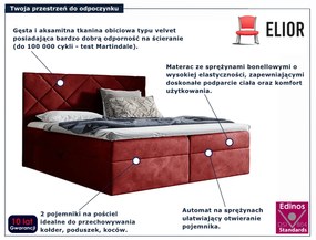 Czerwone tapicerowane łóżko kontynentalne 5 rozmiarów N1-B77